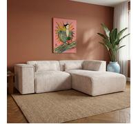 Canapé d'angle droit fixe NUNA 4 places tissu beige