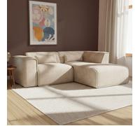 Canapé d'angle droit fixe NUNA 4 places tissu taupe