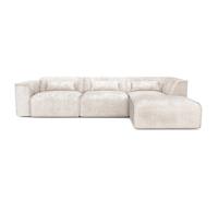 Canapé d'angle droit fixe NUNA 5/6 places tissu beige