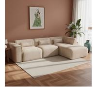 Canapé d'angle droit fixe NUNA 5/6 places tissu taupe