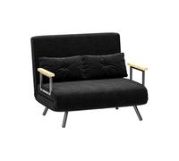 HOMCOM Canapé Convertible 2 Places 4 en 1, canapé-lit avec Dossier réglable sur 5 Niveaux, 2 Coussins et siège rembourré, Tissu Effet Velours, pour Salon, Chambre d'amis, Petit Espace, Noir
