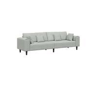 Canape dangle droit fixe stable 4 places en velours grisclair