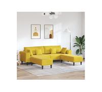 Canape dangle droit fixe stable 4 places en velours jaune