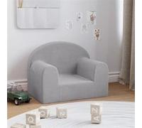 vidaXL Canapé pour enfants Fauteuil 357005 – Siège avec accoudoirs, peluche douce, gris clair