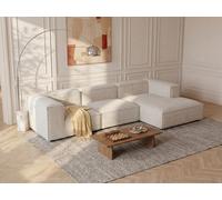Vente-unique - Canapé d'angle Droit modulable en Tissu Chenille Beige RUZOLO