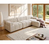 Vente-unique - Canapé d'angle Droit modulable en Tissu chiné Beige FACIVIL