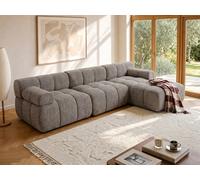 Vente-unique - Canapé d'angle Droit modulable en Tissu chiné Taupe FACIVIL