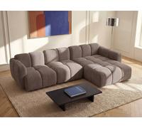 Vente-unique - Canapé d'angle Droit modulable en Tissu texturé Taupe CARLIVI - 3 Places