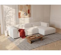 Canapé d'angle droit modulable en velours côtelé beige RUZOLO