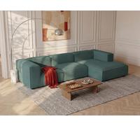 Vente-unique - Canapé d'angle Droit modulable en Velours côtelé Vert RUZOLO