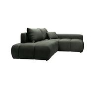 Vente-unique - Canapé d'angle Droit Ouvert Convertible en Tissu texturé Vert Sapin MINTURNO