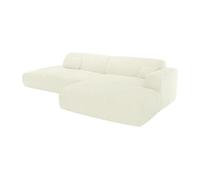 Canapé d'angle droit ouvert en tissu texturé blanc cassé POGNI de Maison Céphy