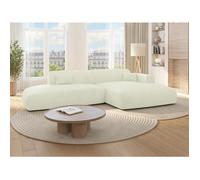 Canapé d'angle droit ouvert en tissu texturé blanc cassé POGNI de Maison Céphy