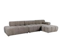 Canapé d'angle droit ouvert modulable en tissu chiné taupe FACIVIL