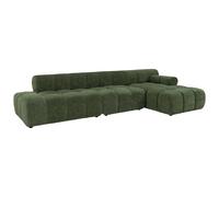 Vente-unique - Canapé d'angle Droit Ouvert modulable en Tissu chiné Vert FACIVIL