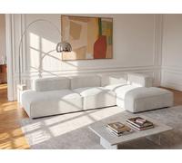 Vente-unique - Canapé d'angle Droit Ouvert modulable en Velours côtelé Beige RUZOLO