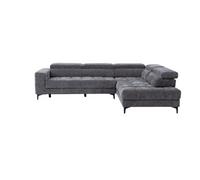 Canapé d'angle droit relax électrique avec assise coulissante en tissu anthracite MONISO