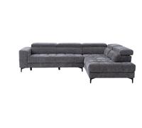 Canapé d'angle droit relax électrique avec assise coulissante en tissu anthracite MONISO