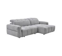Vente-unique - Canapé d'angle Droit Relax avec Assise coulissante électrique en Tissu Gris CARIALA