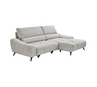 Canapé d'angle droit relax avec assise coulissante en tissu beige ELOSIA