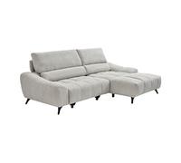 Canapé d'angle droit relax avec assise coulissante en tissu beige ELOSIA