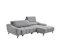 Canapé d'angle droit relax avec assise coulissante en tissu gris ELOSIA