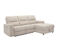 Canapé d'angle droit relax électrique avec rangements en tissu beige BURIOCA