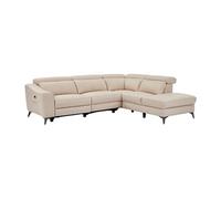 Vente-unique - Canapé d'angle Droit Relax électrique en Cuir créme FORLO