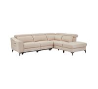 Vente-unique - Canapé d'angle Droit Relax électrique en Cuir créme FORLO