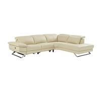 Canapé d'angle droit relax électrique en cuir de vachette beige PUNO II