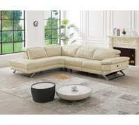 Canapé d'angle droit relax électrique en cuir de vachette beige PUNO II