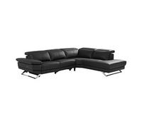 Canapé d'angle droit relax électrique en cuir de vachette noir PUNO II