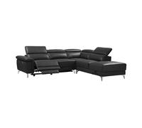Vente-unique Canapé d'angle Relax électrique en Cuir PASCALINE - Anthracite - Angle Droit