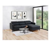 Canapé d'angle droit relax électrique en cuir noir FUSETA Noir