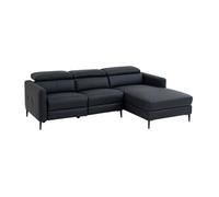 Canapé d'angle droit relax électrique en cuir noir FUSETA Noir