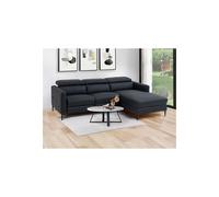 Canapé d'angle droit relax électrique en cuir noir FUSETA Noir