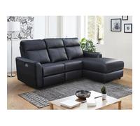 Canapé d'angle droit relax électrique en cuir noir ISPICA
