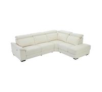 Vente-unique-Canapé d'angle Droit Relax électrique en Tissu Beige KOKIBA