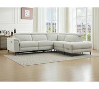 Canapé d'angle droit relax électrique en tissu beige MAKORO