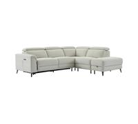 Canapé d'angle droit relax électrique en tissu beige MAKORO