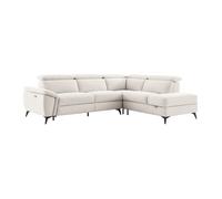 Canapé d'angle droit relax électrique en tissu chiné beige CADILO