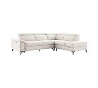 Canapé d'angle droit relax électrique en tissu chiné beige CADILO