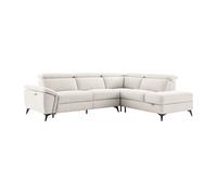 Canapé d'angle droit relax électrique en tissu chiné beige CADILO