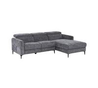 Canapé d'angle droit relax électrique en tissu gris anthracite FUSETA