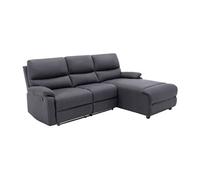 Canapé d'angle Relax électrique en Tissu LUNANO - Anthracite - Angle Droit