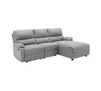 Canapé d'angle droit relax électrique en tissu gris clair LUNANO