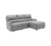 Canapé d'angle droit relax électrique en tissu gris clair LUNANO