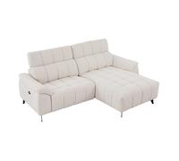 Canapé d'angle droit relax électrique en tissu texturé beige CELTIMO