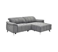 Canapé d'angle droit relax électrique en tissu texturé gris CELTIMO