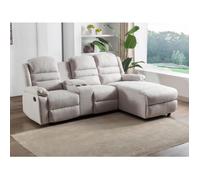 Canapé d'angle Vente-Unique Canapé d'angle droit relax en tissu beige MACEDONIA